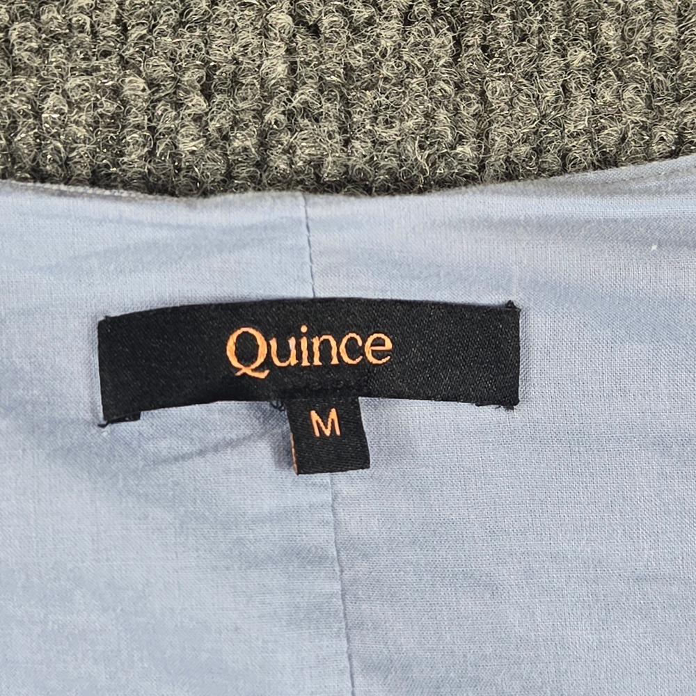 Quince Linen Vest Women Medium Light Blue V-Neck Button Front Waistcoat - Picture 2 of 7